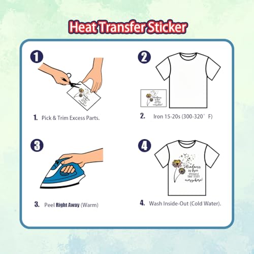 Dandelion Daisy Iron On Transfers 30 Pcs Hiking Mountain Patterns Heat Stickers for Clothing DIY Fabric Crafts(StyleC-20pcs) - style: StyleC-20pcs
