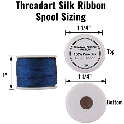 Threadart Black 2mm 100% Pure Silk Ribbon - Single Spool - color: Black, size: 2MM