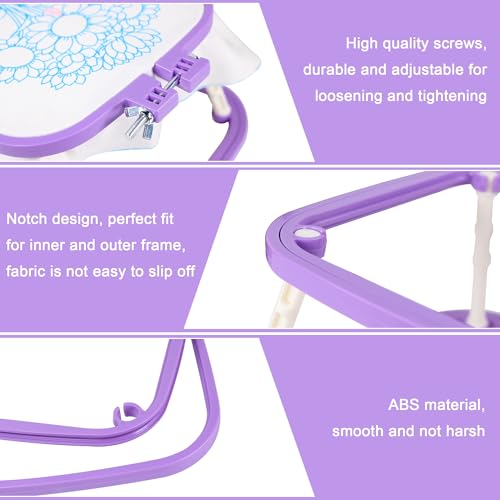 Versatile Double Embroidery Stand, Compact Desktop Embroidery Cross Stitch Frame-Hands Free 2-Tier Embroidery Hoop Frame for Needlepoint Sewing Craft Projects (Violet) - color: Violet