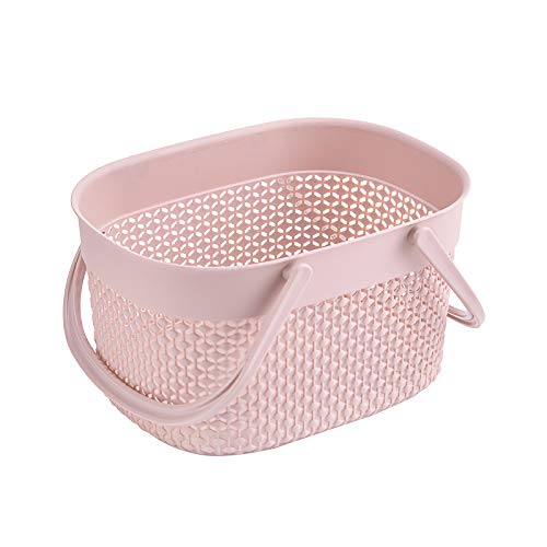 rejomiik 2 Pack Portable Plastic Shower Caddy Basket with Handles, Pink - color: Pink, size: 2 pack