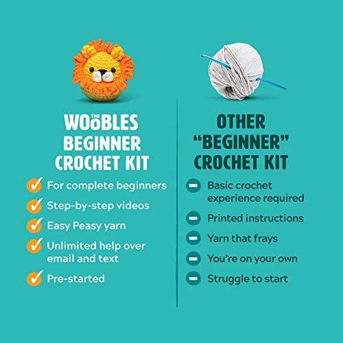 The Woobles Beginners Crochet Kit with Easy Peasy Yarn as seen on Shark Tank Bundle - with Step-by-Step Video Tutorials - Pierre The Penguin and JoJo The Bunny