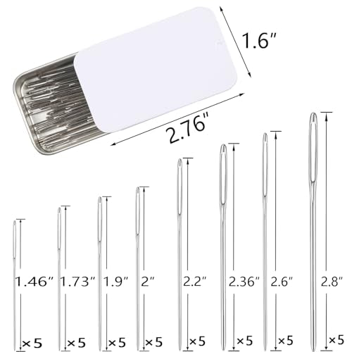 Eketirry 46 PCS Large-Eye Blunt Needles kit, 8 Sizes Stainless Steel Yarn Knitting Sewing Needles, Crafting Weaving Stringing Needles with Threaders and Stitch Markers (White) - color: White