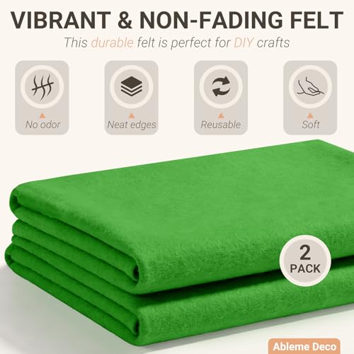 Emerald Green Felt Fabric Sheets 18" x 18" (2 Pack) 1.6mm Soft Craft Felt - color: Emerald Green