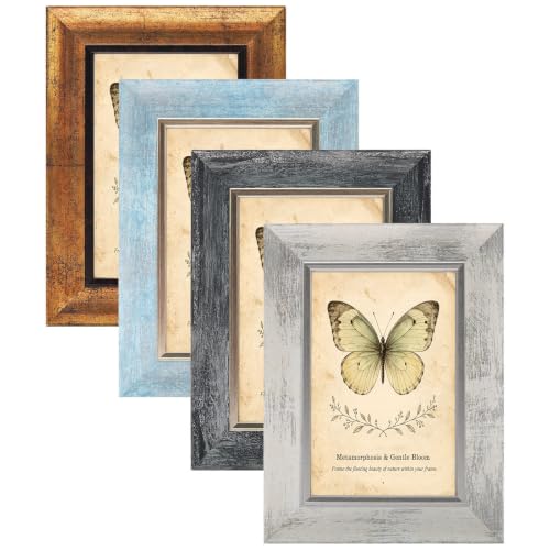 XUANLUO 4x6 Picture Frames Set of 4,Rustic Retro Photo Frame(Multicolor) - color: Multicolor-4pcs, size: 4×6 inch