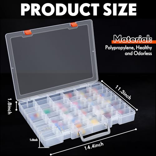 Juexica 2 Pcs 48 Grid Plastic Bead Storage Organizer Box, Clear - color: Clear