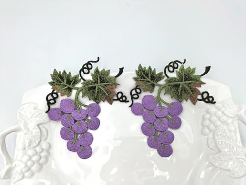 Embroidered Iron on Patches Applique, Grape Embroidered - color: Grape