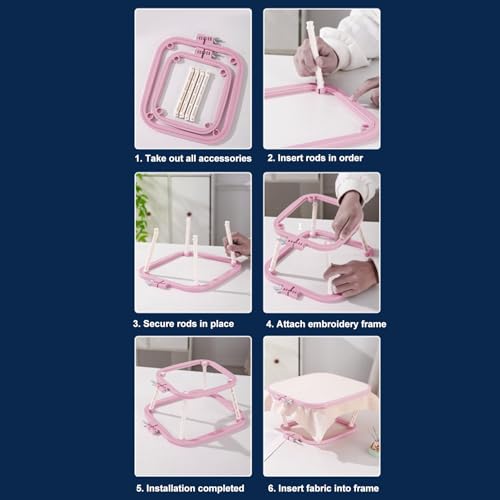 2-Layer Embroidery Frame Stand, Adjustable ABS Double Hoop - style: Light Purple