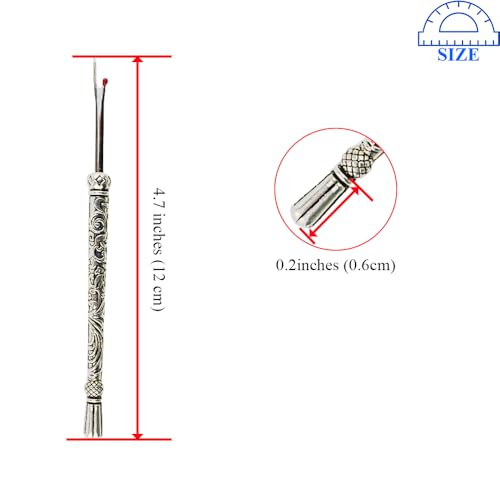 HAHIYO Metal Seam Ripper with Classical Engraved Pattern - Ergonomic Non-Slip Handle Sewing Stitch Cutter Thread Unpicker for Quilting Sewing Crafting Notions & Hemming, Silver 4.7-Inch 1PCs