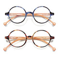 Round Reading Glasses for Women Men Blue Light Blocking Circular Readers Unisex Ultra Lightweight Circle Eyeglasses - color: Wood-brown Tortoise+blue Tortoise