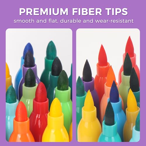 SELEAD 48 Fabric Markers Permanent for Clothes, Fine & Brush Tip Art Marker - size: 48 Count (Pack of 1)
