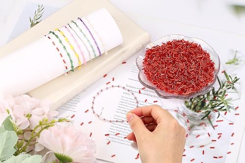 3000PC Red Glass Bugle Beads 6MM Red Tube Beads - color: red