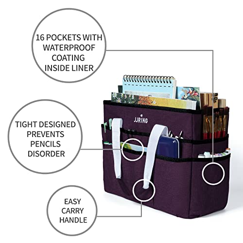JJRING Craft Organizer Tote Bag Large Art Storage Caddy Deep Purple - color: Deep Purple, size: Large