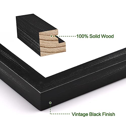Emfogo 4x6 Picture Frame, Pack of 2 Photo Frame with Real Glass, Solid Wood Rustic Picture Frames 4x6 Display for Wall Decor (Vintage Black) - color: Vintage Black, size: 4x6 inch