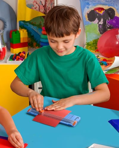 Firbon A5 Paper Cutter, Small Straight Paper Trimmer with Side Ruler - color: A5-blue