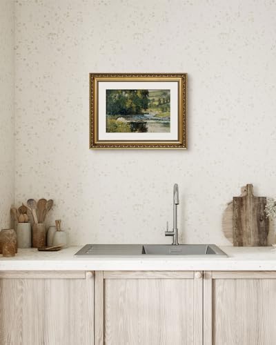 ARPEOTCY Vintage Gold Framed Wall Art, Nature Streamside Retro Paintings, Canvas Prints Artwork with Antique Frame, Victorian Wall Pictures Decor for Living Room Gallery Room 11x14 inch - color: Streamside, size: 14"L x 11"W