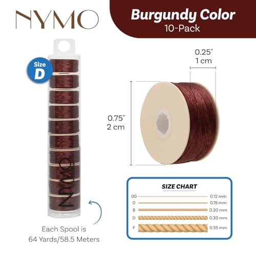 The Beadsmith Nymo Thread, Made of Nylon - size: Size D, 64 Yards, style: Burgundy