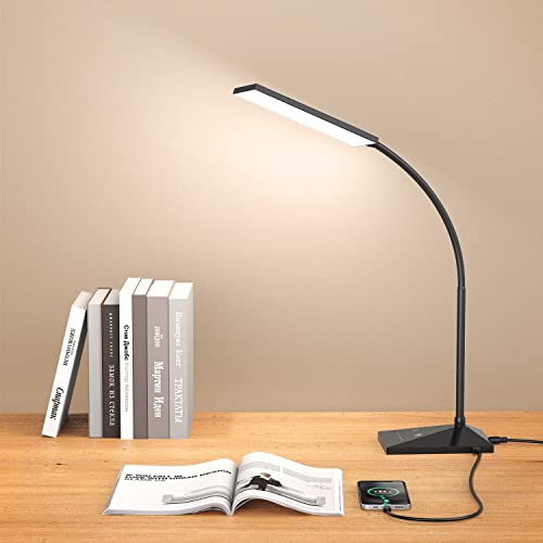 Vansuny Eye-Caring LED Desk Lamp, Reading Light with USB Charging Port - color: Black USB Charger
