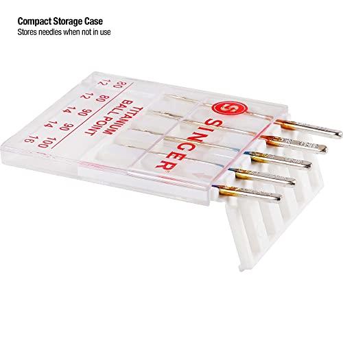 SINGER Titanium Ball Point Needles, 80/11-100/16, 5Ct, for Knit Fabric