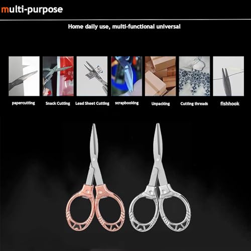 YVAOG Mini Folding Scissors, Safe Portable Travel Mini Scissors, Stainless Steel Retractable Small Scissors for Home Office, 2 Piece Set (rose gold-A) - color: Rose Gold-a