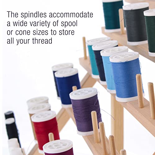 US Art Supply Premium 60-Spool Thread Holder: Wooden Sewing & Embroidery