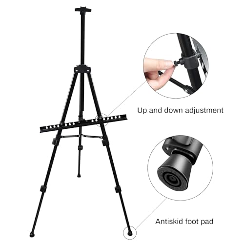 RRFTOK Black 3 Pack 21-66 Inch Art Easel Stand for Painting and Sign - style: 66BL 3-pack