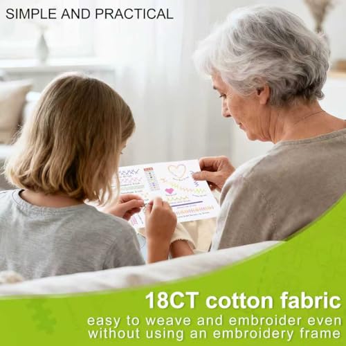 XuZBDia 18CT Checkered Embroidered Fabric Stitch Book,12 Pages Water Soluble Printing Pattern Embroidery Book Embroidery，Gifts That Can Be Given to Women