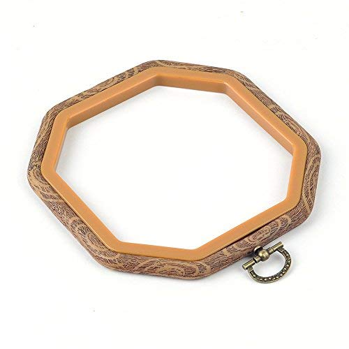 Embroidery Hoops Cross Stitch Hoop Imitated Wood Embroidery Circle Set Display Frame for Art Craft Handy Sewing and Hanging - Pack of 2 Octagon - color: 2pcs Octagon