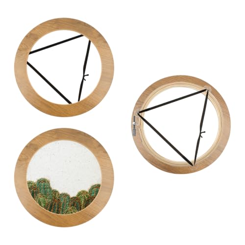 3 Sets Embroidery Display Frame with Bamboo Hoops, 6 Inch Round Wall Mounted Embroidery Hoop Frame for Finished Cross Stitch, Needlework, DIY Art Craft Sewing Decoration, Assembly Required - size: 6 in