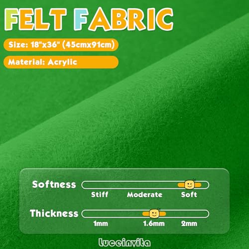 Classic Green 18" X 36" Felt Fabric Sheet - 1.6mm Thickness - color: Classic Green, size: 18" x 36"