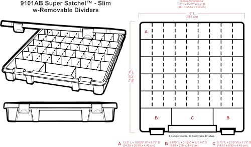 ArtBin Super Satchel Slim Craft Organizer with 20 Dividers, Clear - style: Divided Compartments