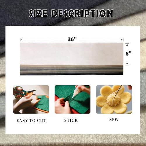 Black White Grey 8 Assorted Soft Felt Sheets Fabric 8'' x 36'' 1.6mm Thick - color: Gray Series