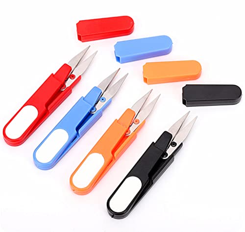 ALIMITOPIA Portable Scissor,Multipurpose U-Type Small Cutter Fishing Thread Yarn Scissor Trimming Nipper with Protective Cover for DIY Crafting Projects(4 Colors) - style: U-type