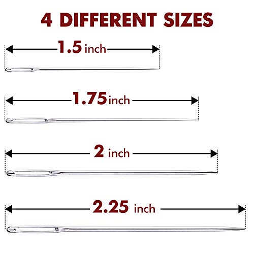 Big Eye Embroidery Needles for Hand Sewing - Four Sizes Set of 28 Large Eye Sewing Needles in Storage Tube