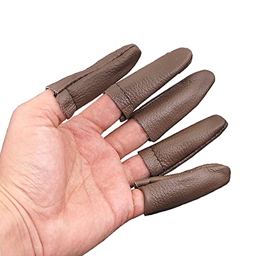 SUKPSY 3 Pairs Leather Finger Protector Thimble Hand Sewing Thimble Finger Guards Pads for Hand Craft Sewing Needlework Needle Felting Knitting(Random Color)