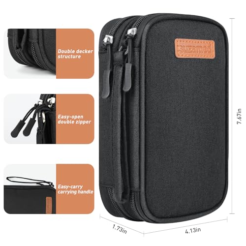 suzamed Double Layer Insulin Cooler Travel Case, Expandable Space, Black - color: Black