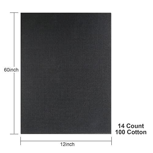 Aida Cloth 14 Count Cross Stitch Fabric,12 by 60inch(14CT,Black) - color: Black, size: 14CT