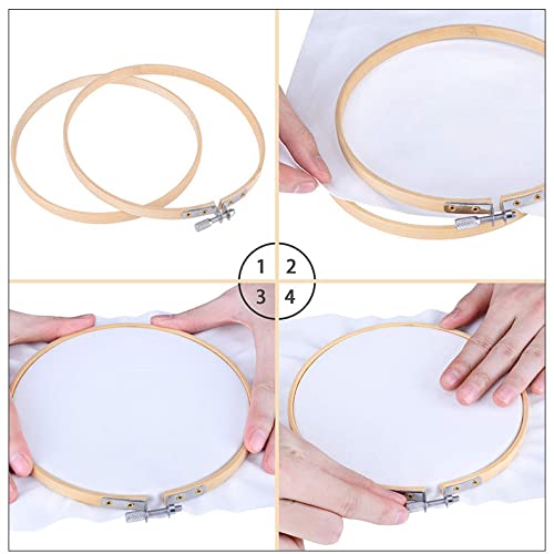 12Pcs 3.5Inch Bamboo Embroidery Hoops Wooden Round Adjustable Stitch Hoop Ring for Art Crafting Handy Sewing Cross Stitching