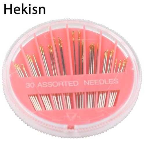 Hekisn 30pcs Premium Hand Sewing Needles, 6 Sizes 30-Count Assorted Sewing Needles, Stitching Needles for Hand Sewing Repair，Sewing Sharp Needles Sewing Repair Embroidery Needles - style: Pink