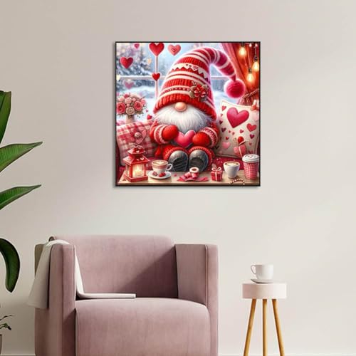 Gnome Valentine's Day Stamped Cross Stitch Kits for Adults - Embroidery Kits for Beginners Adults,11 CT Patterns Dimensions Counted Cross Stitch Kits for Adults Arts Craft 14x14 inch - color: Cross stitch-27