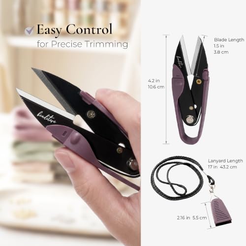 Beaditive Premium Thread Snips - Thread, Yarn, Embroidery Snipper for Sewing, Quilting, Knitting, Jewelry Making - High-Carbon Steel Blades with Protective Cap and Lanyard (Purple) - color: Purple