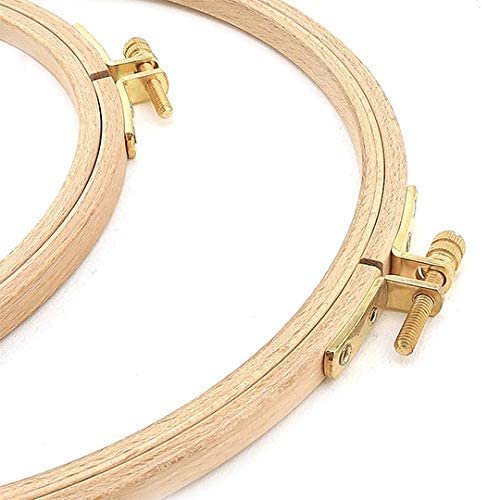 Nurge Premium Quality Beech Wood Embroidery Hoop, Cross Stitch Hoop with Gold Plated Adjustable Brass Screw for DIY Projects Ideal for Crafters,Beginners & Professionals - 5.12" Diameter & 0.31" Thick - size: 5.12" / 130mm Dia