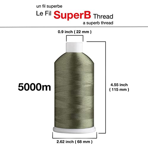 Superpunch SuperB Embroidery Thread 40wt, 5000 m Cone, Avocado Green 963 - color: Avocado Green 963, size: Pack of 1