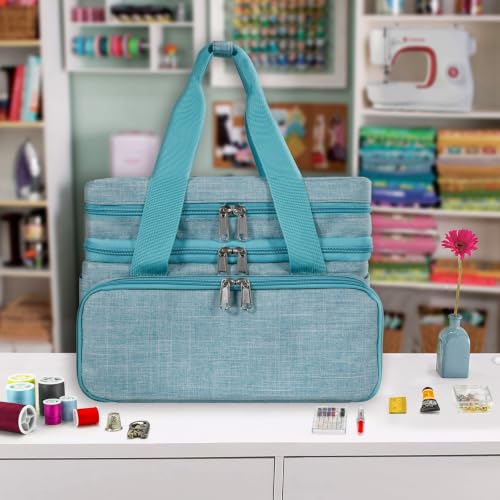 SINGER Portable Sewing Storage Organizer Bag, 18 Compartments, Carry-All - color: Teal