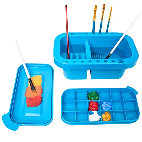 MyLifeUNIT Paint Brush Cleaner, Paint Brush Holder with Palette, Royal Blue - color: Royal Blue