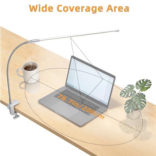 Space Aluminum LED Desk Lamp with Clamp Reading Study Desk Light