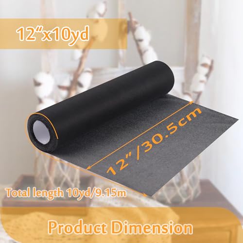 New brothread Embroidery Stitch Cover Stabilizer 12" x10Yd - Black - color: Black