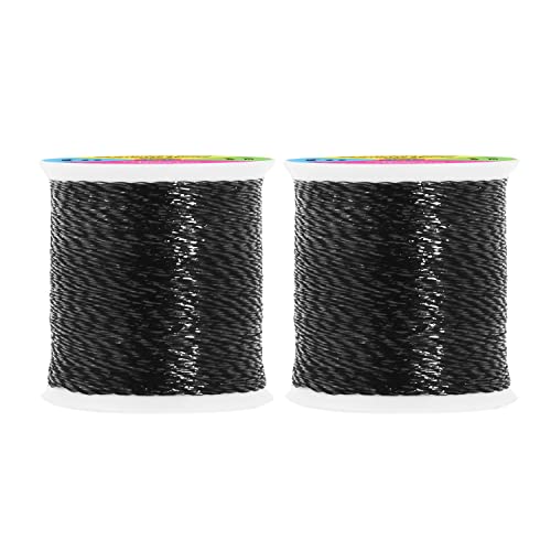 Mandala Crafts Metallic Black Embroidery Floss for Sewing, 218 Yard Spool - color: Black, size: 200M 218 Yards