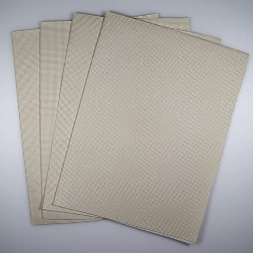 KCS 4 pc of 12" x 18" 14CT Counted Cotton Aida Cloth Cross Stitch Fabric (Ecru) - color: Ecru