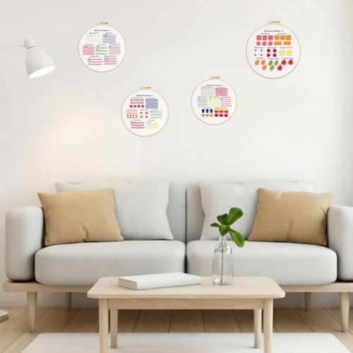 Mozzyyee 4 Sets Embroidery Starter Kit for Beginners Adults Include 4 Embroidery Clothes with Instructions Hoops Floss Thread Fabric Needles (Simple) - color: Simple