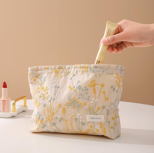 getgto 2 Pcs Makeup Bags, Large Cosmetic Bag Travel Toiletry Bag - color: Yellow
